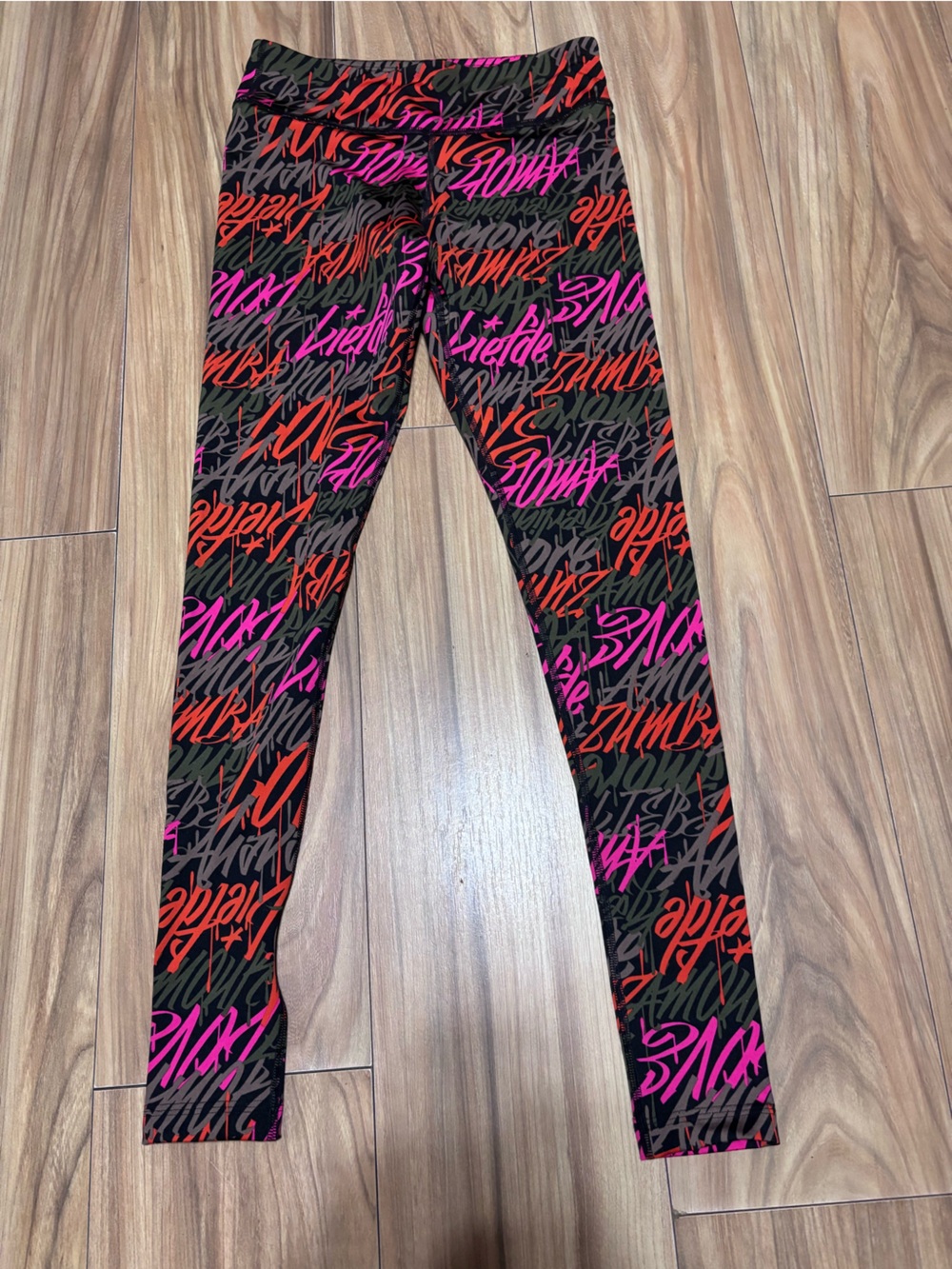 Zumba Legging be about perfect love army green w/ multi colors